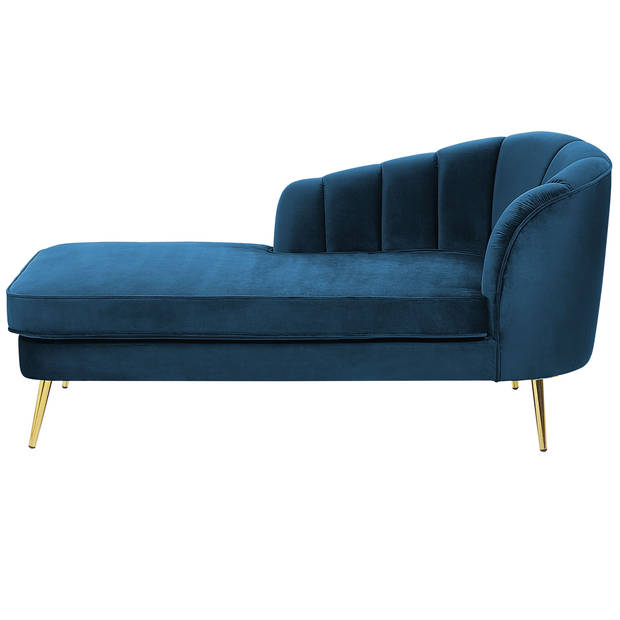 Beliani ALLIER - Chaise longue-Blauw-Fluweel