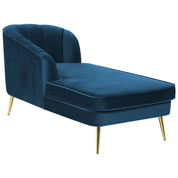 Beliani ALLIER - Chaise longue-Blauw-Fluweel