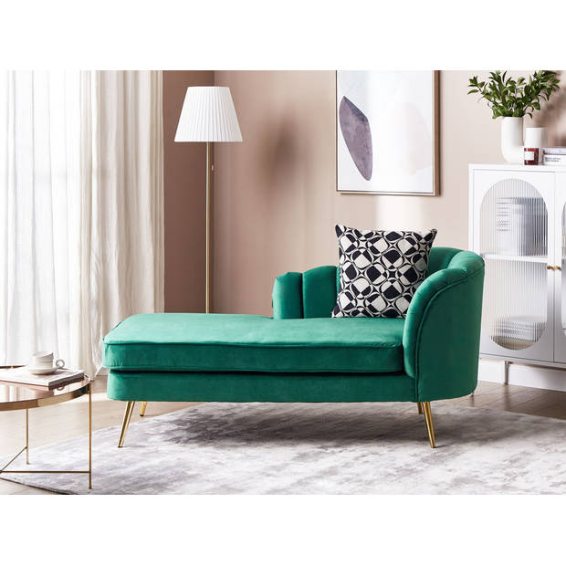 Beliani ALLIER - Chaise longue-Groen-Fluweel