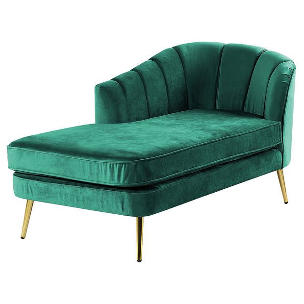 Beliani ALLIER - Chaise longue-Groen-Fluweel