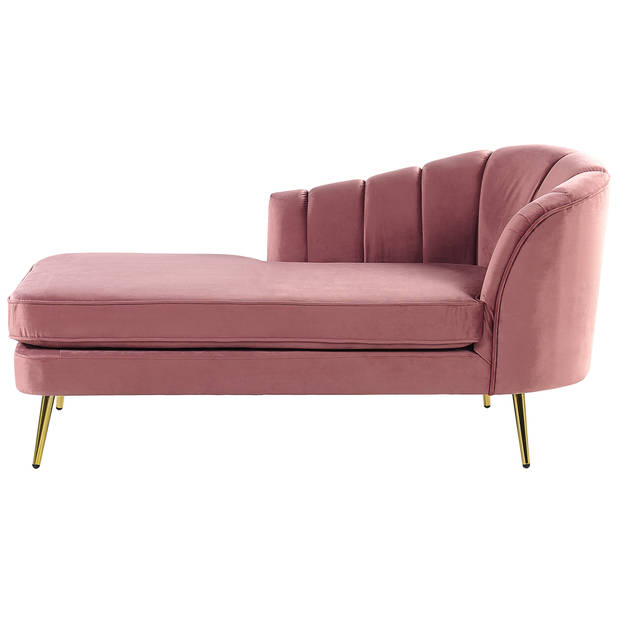 Beliani ALLIER - Chaise longue-Roze-Fluweel