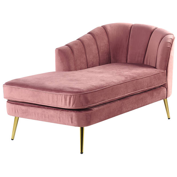 Beliani ALLIER - Chaise longue-Roze-Fluweel