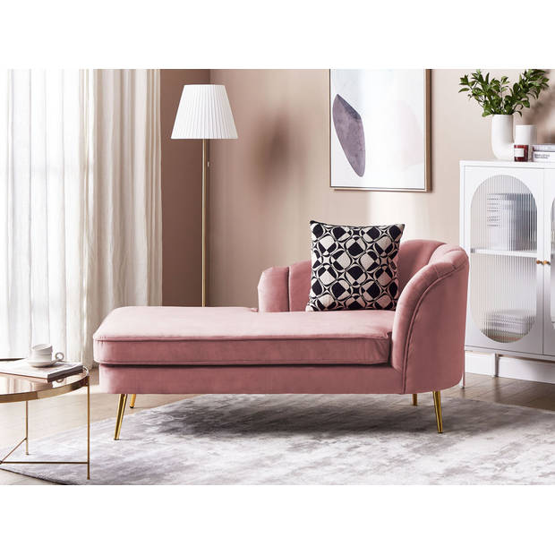 Beliani ALLIER - Chaise longue-Roze-Fluweel