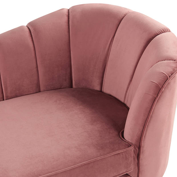 Beliani ALLIER - Chaise longue-Roze-Fluweel