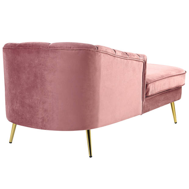 Beliani ALLIER - Chaise longue-Roze-Fluweel