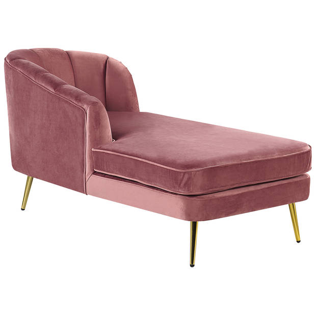 Beliani ALLIER - Chaise longue-Roze-Fluweel