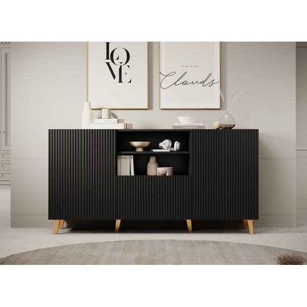 Meubella Dressoir Prime - Zwart - 150 cm