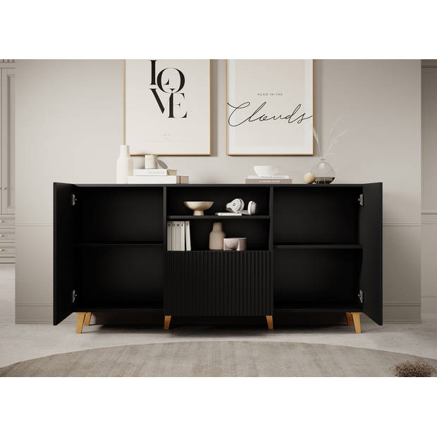 Meubella Dressoir Prime - Zwart - 150 cm