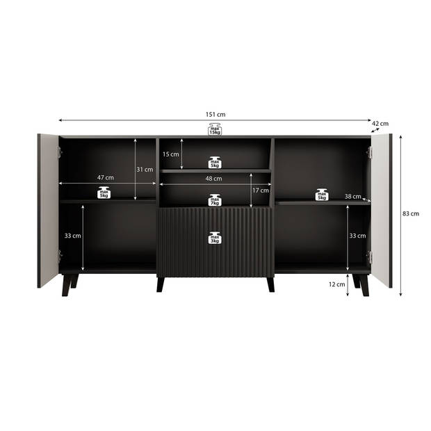 Meubella Dressoir Vintar - Eiken - 150 cm