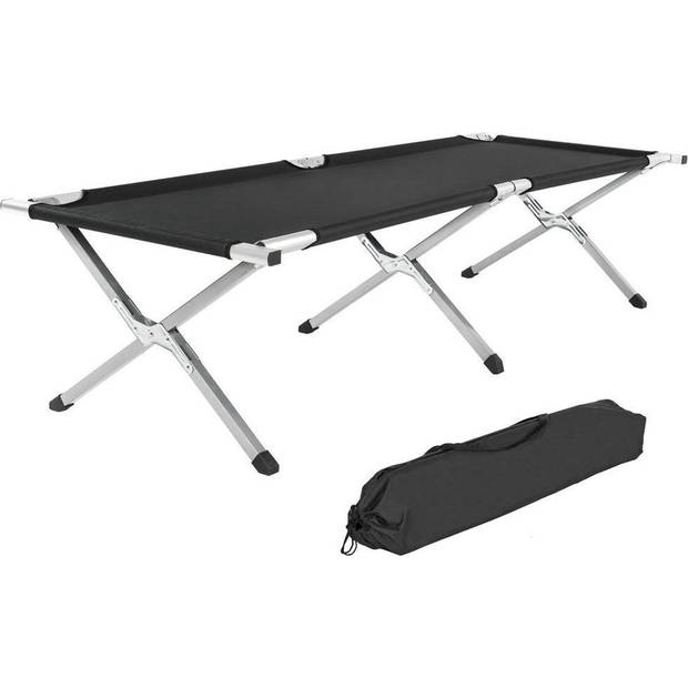 NordFalk veldbed XL 190 x 64 cm - Campingbed - Stretcher - Kampeerbed aluminium - Zwart