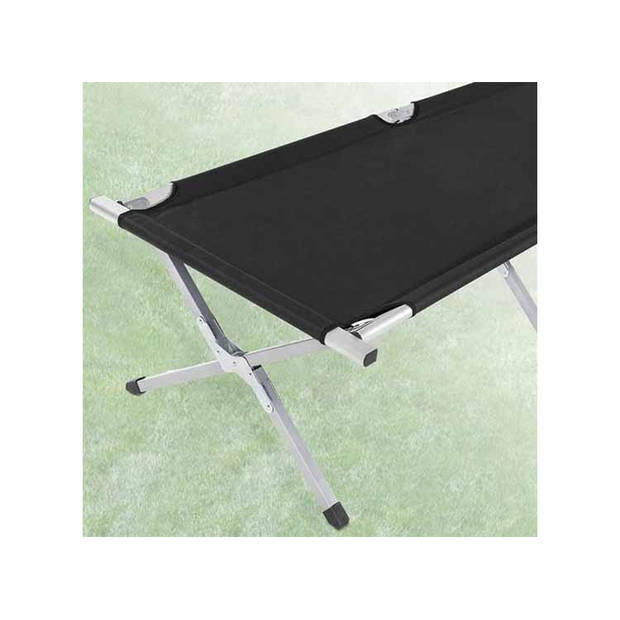 NordFalk veldbed XXL 200 x 71 cm - Campingbed - Stretcher - Kampeerbed aluminium - Zwart