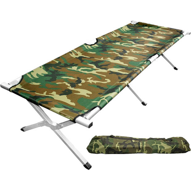 NordFalk veldbed XXL 200 x 71 cm - Campingbed - Stretcher - Kampeerbed aluminium - Camouflage