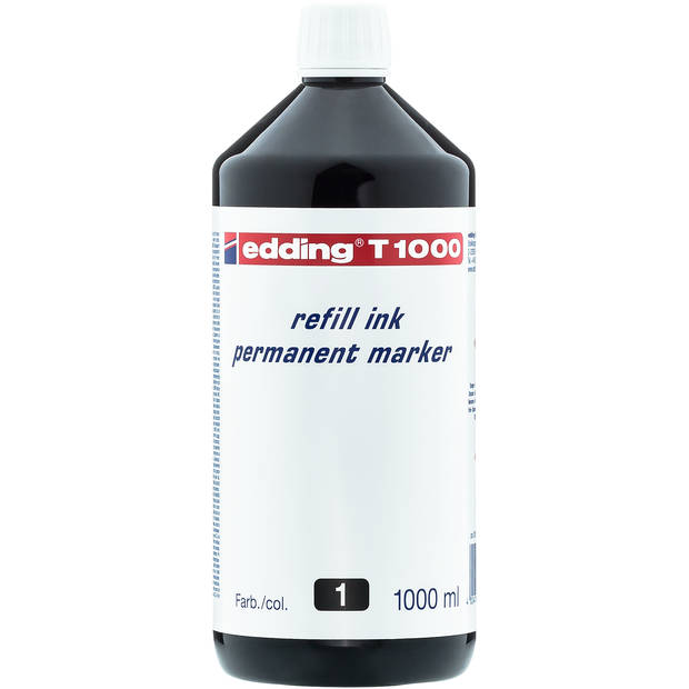 edding T1000 navulinkt voor permanent markers - kleur: zwart - grote fles - 1000ml