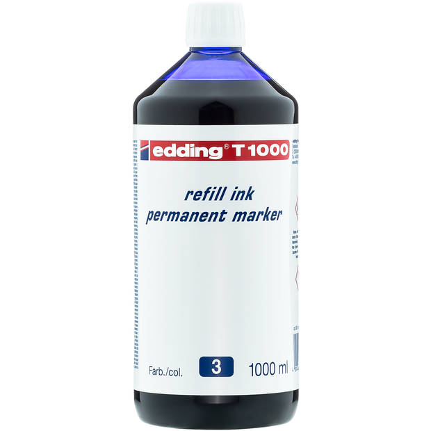 edding T1000 navulinkt voor permanent markers - kleur: blauw - grote fles - 1000ml