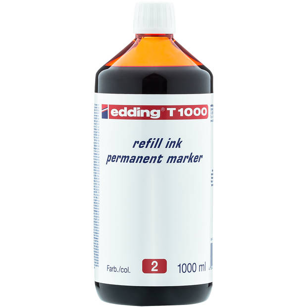 edding T1000 navulinkt voor permanent markers - kleur: rood - grote fles - 1000ml