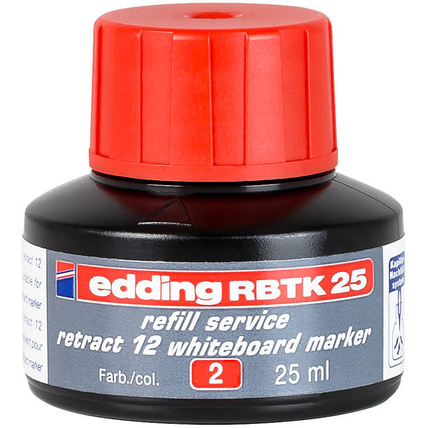 edding RBTK 25 (25 ml) navulinkt voor boardmarkers o.a. e-12 - kleur; rood - potje