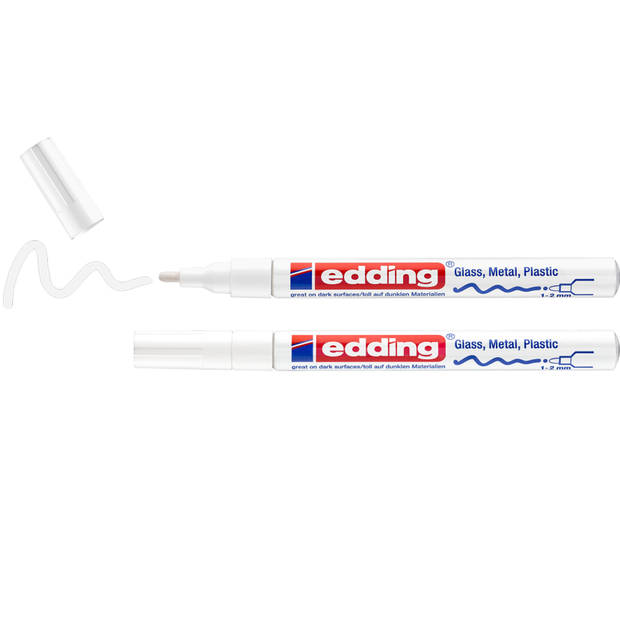 edding 751/2 lakmarker blister - wit - 2 stuks - 1-2mm