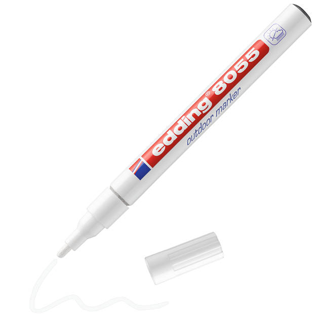 edding 8055 outdoor-marker 1-2mm ronde punt, wit, per stuk in blisterverpakking