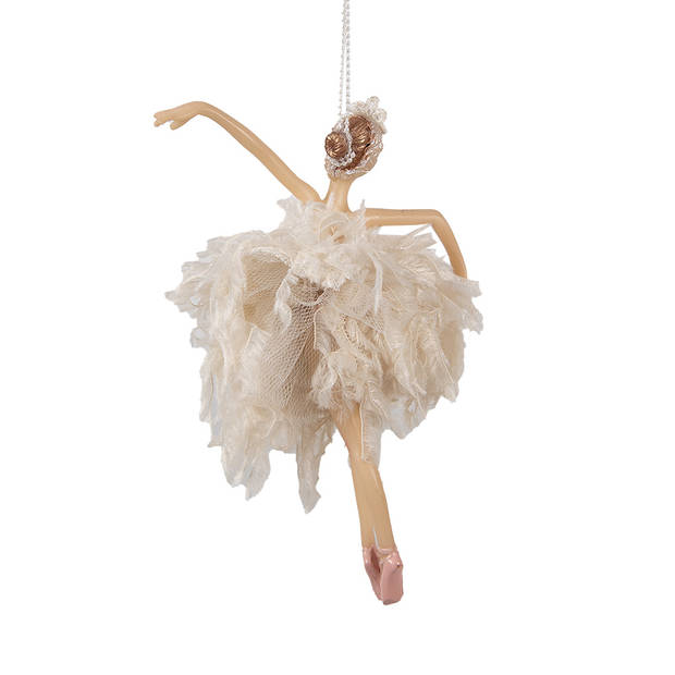 Clayre & Eef Kersthanger Ballerina 15 cm Roze Beige Polyresin Kerstboomversiering Roze Kerstboomversiering