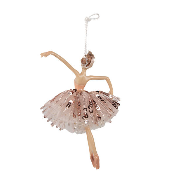 Clayre & Eef Kersthanger Ballerina 15 cm Roze Polyresin Kerstboomversiering Roze Kerstboomversiering