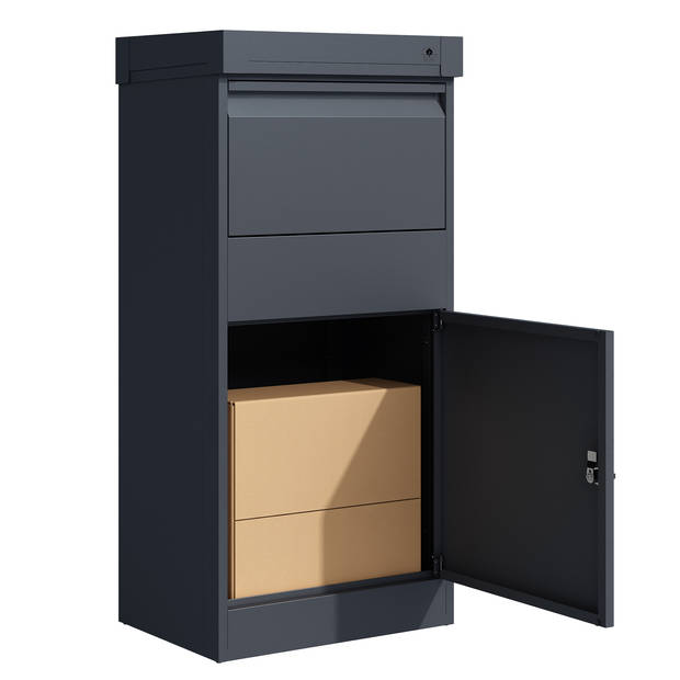 4gardenz® Pakketbrievenbus met apart Postvak - Anti-diefstal - Staande Pakketbox - Antraciet