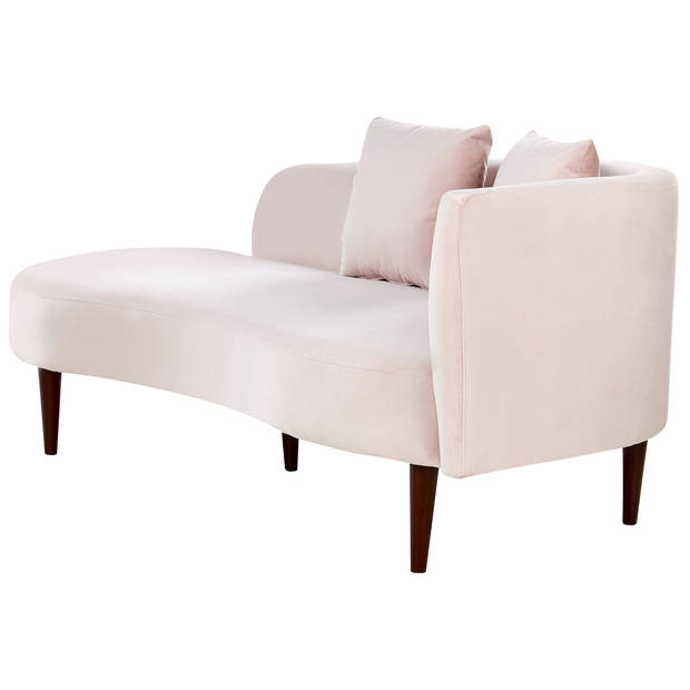 Beliani CHAUMONT - Chaise longue-Roze-Fluweel