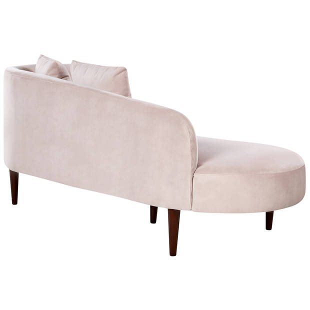 Beliani CHAUMONT - Chaise longue-Roze-Fluweel