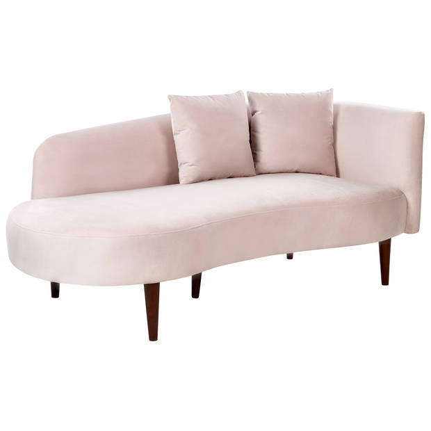 Beliani CHAUMONT - Chaise longue-Roze-Fluweel