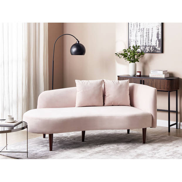 Beliani CHAUMONT - Chaise longue-Roze-Fluweel