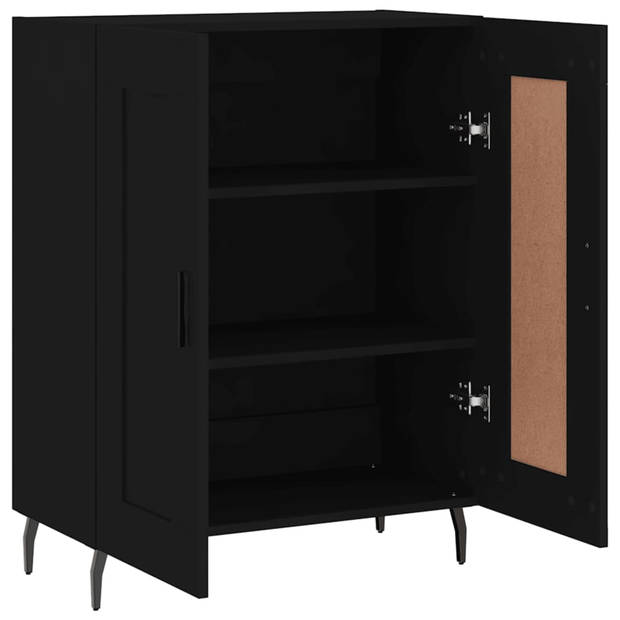 The Living Store Dressoir Klassiek Zwart - 69.5 x 34 x 90 cm - Duurzaam Hout en Metaal