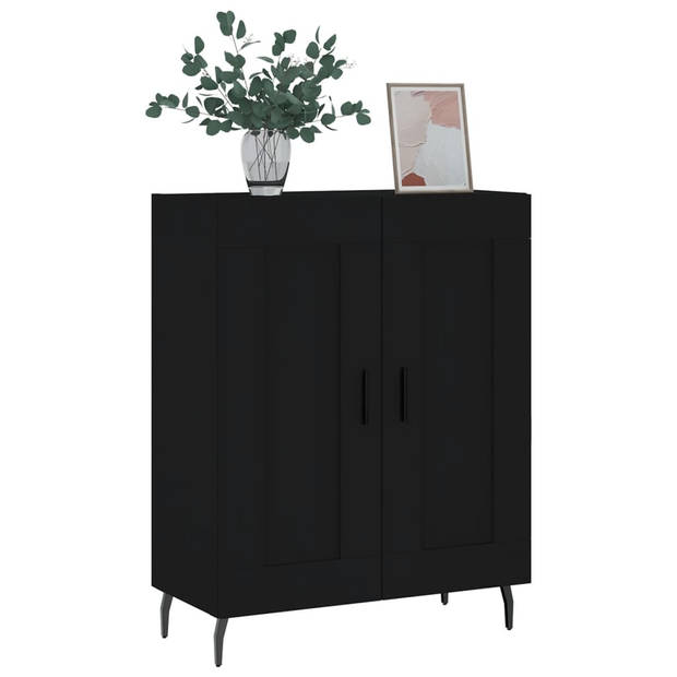 The Living Store Dressoir Klassiek Zwart - 69.5 x 34 x 90 cm - Duurzaam Hout en Metaal