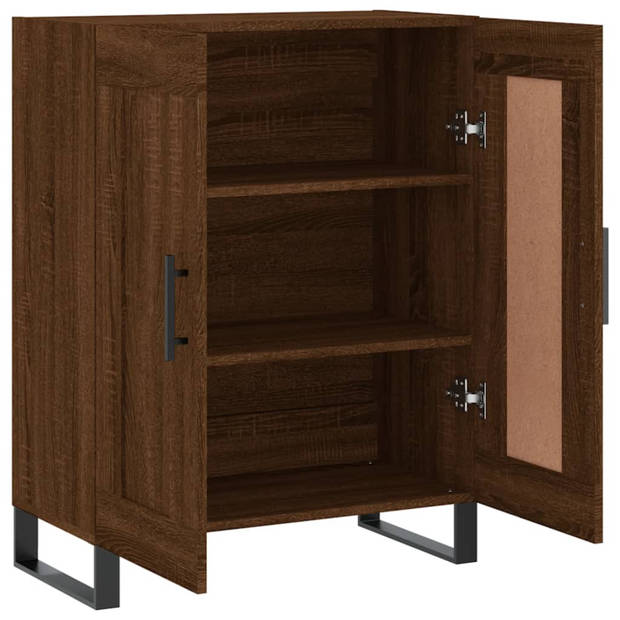 The Living Store-Dressoir-69-5x34x90-cm-bewerkt-hout-bruineikenkleurig - Keukenkast