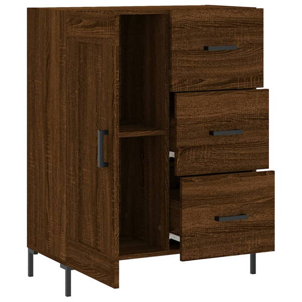 The Living Store-Dressoir-69-5x34x90-cm-bewerkt-hout-bruineikenkleurig - Keukenkast