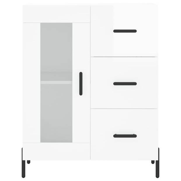 The Living Store Dressoir - Klassieke uitstraling - 69.5 x 34 x 90 cm - Hoogglans wit