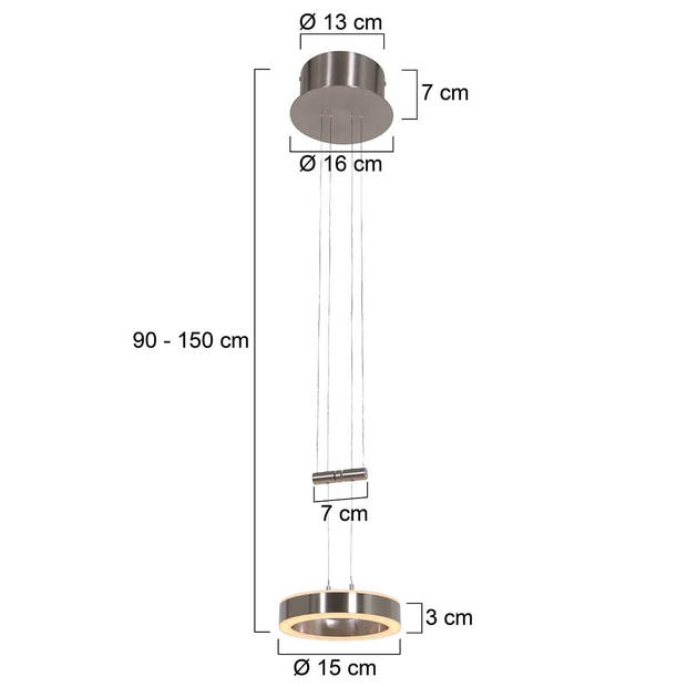 Steinhauer hanglamp Piola - staal - metaal - 16 cm - ingebouwde LED-module - 3500ST