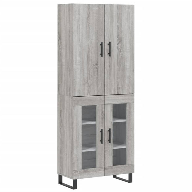 vidaXL Hoge kast 69,5x34x180 cm bewerkt hout grijs sonoma eikenkleurig