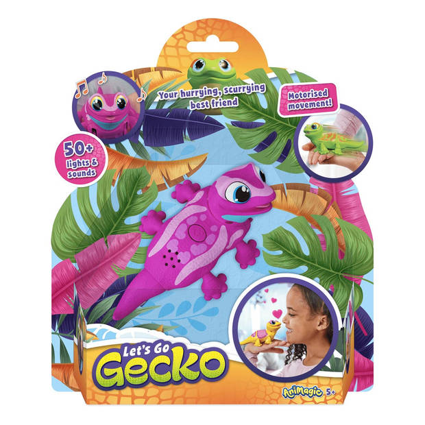 Goliath Animagic Let's go Gecko - Interactieve Gekko - Roze