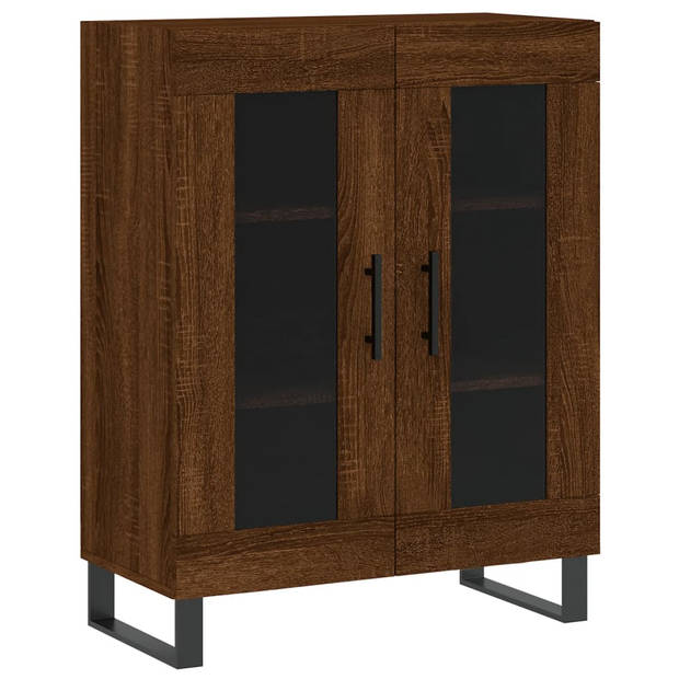 The Living Store Hoge Kast - Bruineiken - Dressoir en Opzetkast - 69.5 x 34 x 180 cm - Glasontwerp