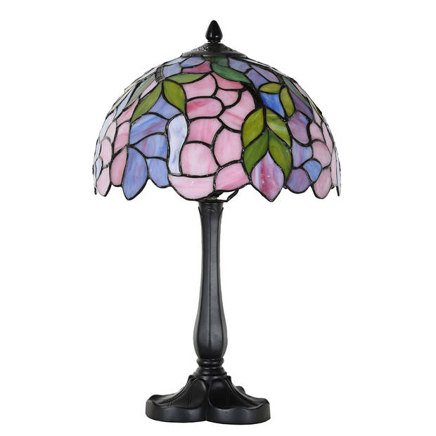 LumiLamp Tiffany Tafellamp Ø 30x50 cm Roze Glas Tiffany Bureaulamp Roze Tiffany Bureaulamp