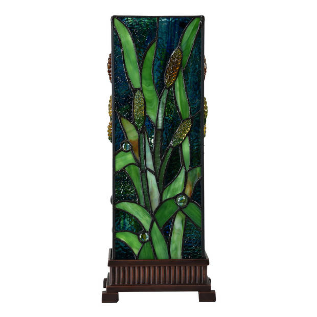 LumiLamp Tiffany Tafellamp 18x18x45 cm Groen Glas Tiffany Bureaulamp Groen Tiffany Bureaulamp