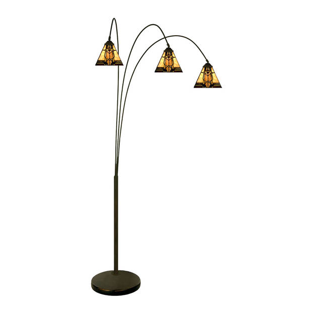 LumiLamp Tiffany Vloerlamp 200 cm Beige Glas Staande Lamp Beige Staande Lamp