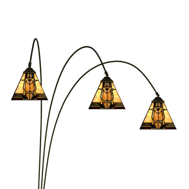 LumiLamp Tiffany Vloerlamp 200 cm Beige Glas Staande Lamp Beige Staande Lamp