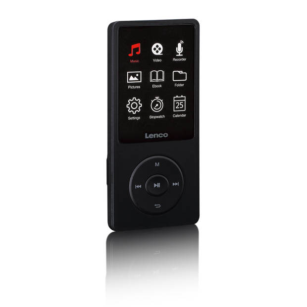 MP3/MP4 speler met 2,4'' TFT LCD scherm en 8GB intern geheugen Lenco Zwart