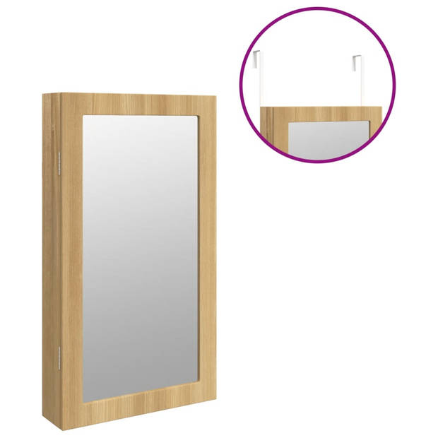 vidaXL Sieradenkast met spiegel en LED wandgemonteerd