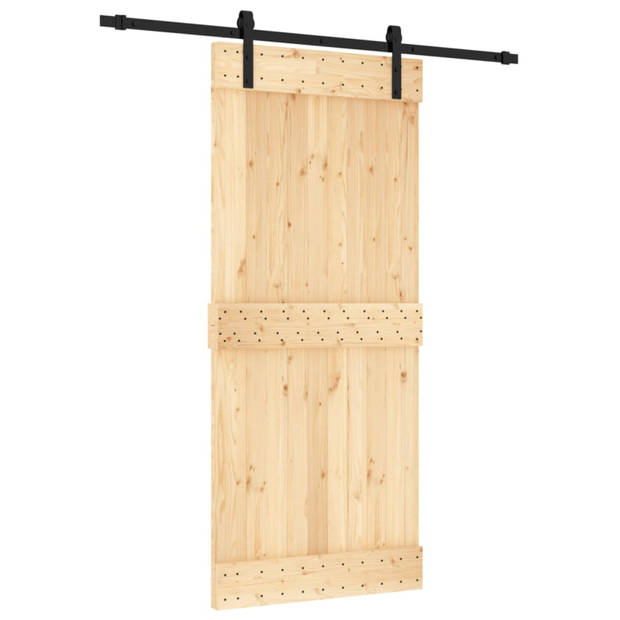 vidaXL Schuifdeur met beslag 90x210 cm massief grenenhout