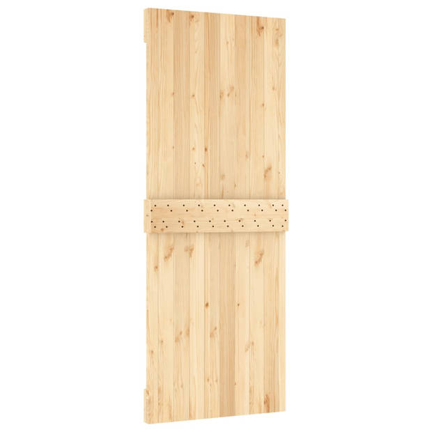 The Living Store Schuifdeur Massief Grenenhout - Binnendeur - 80x3.6x210 cm - Wit - Houderaarsset - Draagvermogen 80 kg