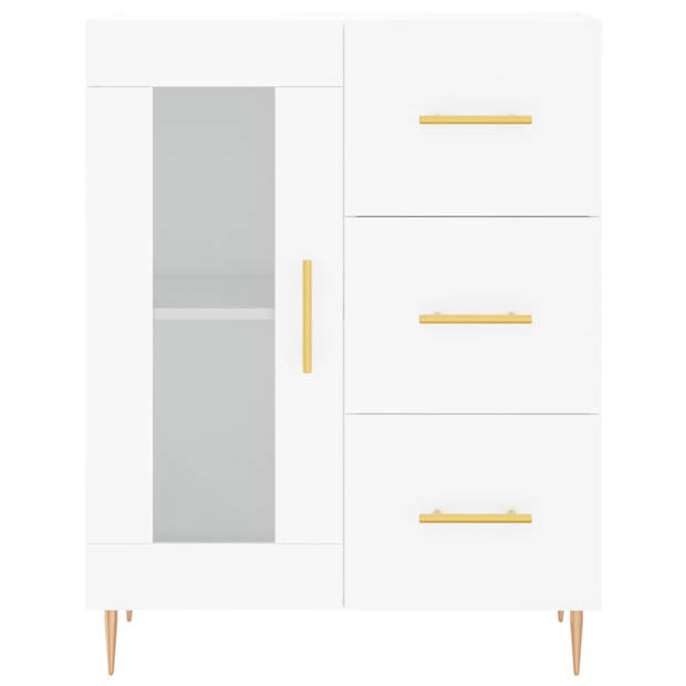 The Living Store Klassiek Dressoir - Hout - 69.5 x 34 x 90 cm - Wit