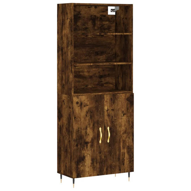 vidaXL Hoge kast 69,5x34x180 cm bewerkt hout gerookt eikenkleurig