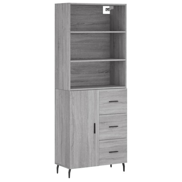 vidaXL Hoge kast 69,5x34x180 cm bewerkt hout grijs sonoma eikenkleurig