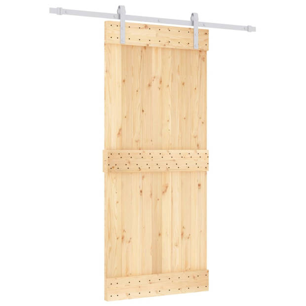 vidaXL Schuifdeur met beslag 90x210 cm massief grenenhout